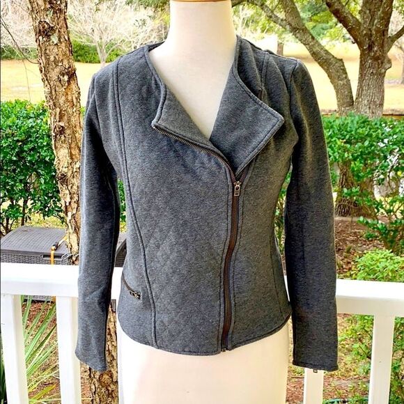 ATHLETA BELVEDERE DARK GRAY MOTO-QUILTED JACKET - Picture 2 of 6